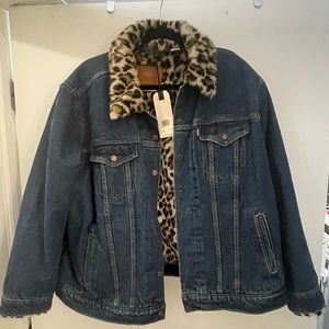 NWT levis plus size quilted cheetah jean jacket 2x